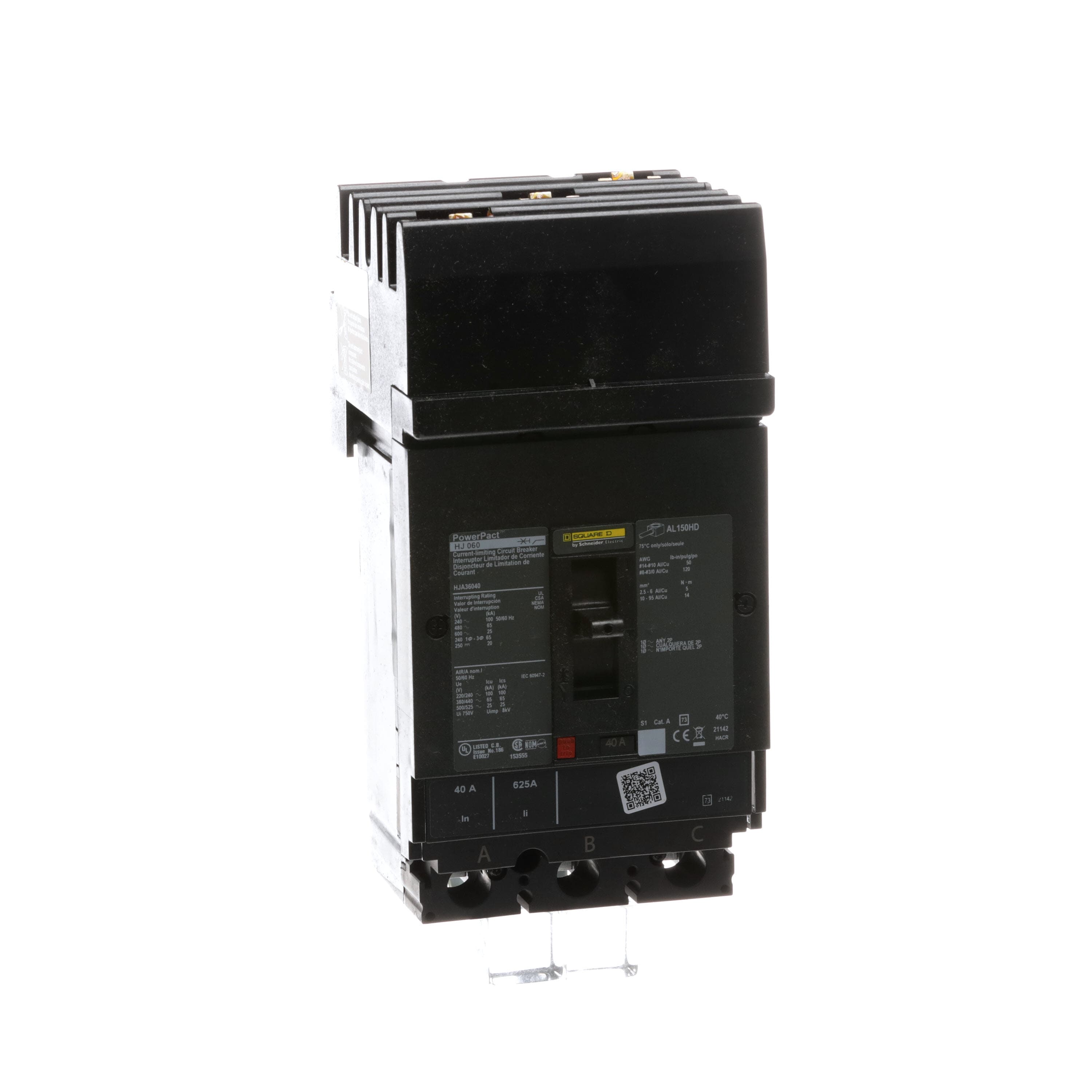 H-Frame MCCB, 40 A, 3-Pole, 600 V AC, I-Line