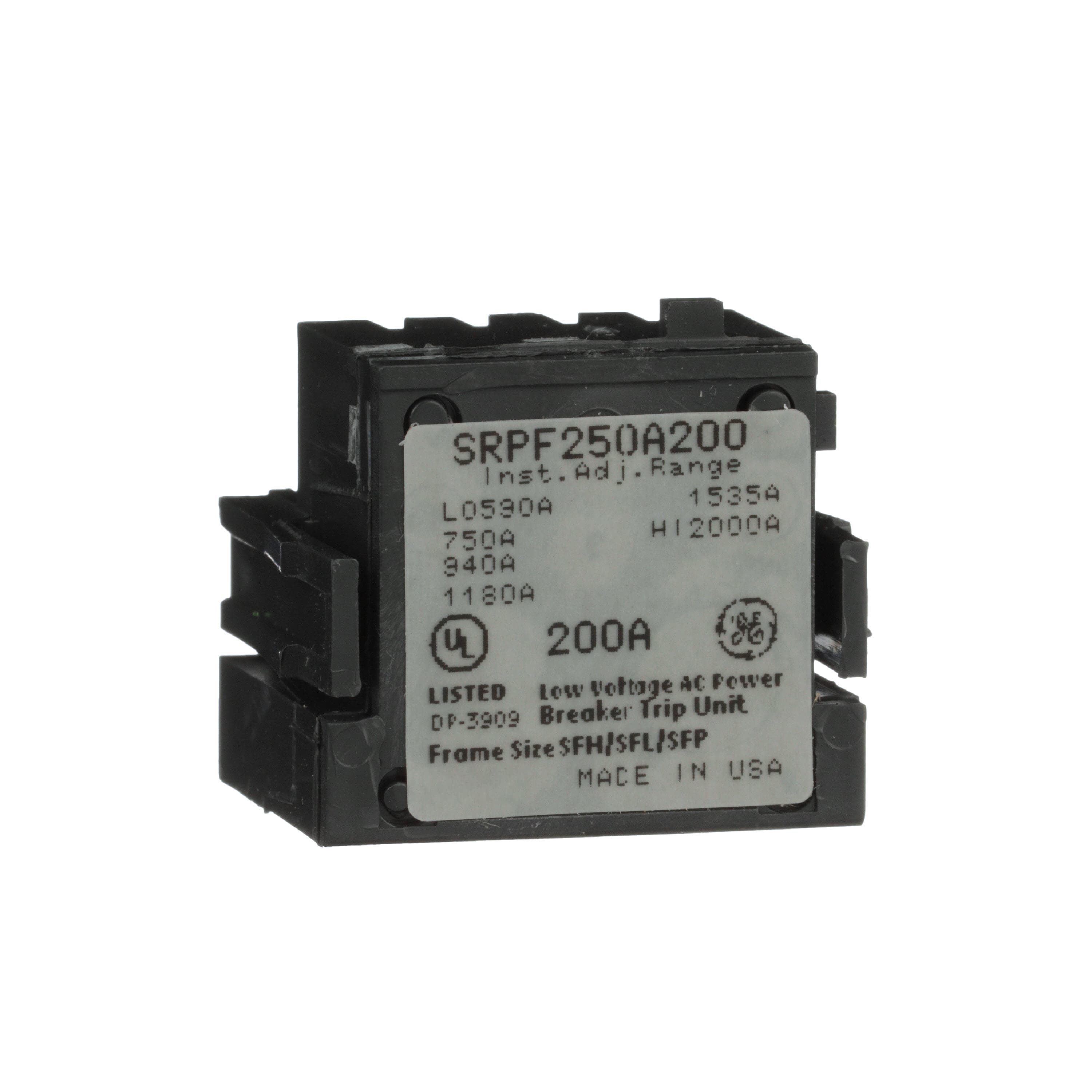 SRPF250A200 RMS rating plug, 3‑pole, 250 A max breaker, 200 A plug, SF250 frame