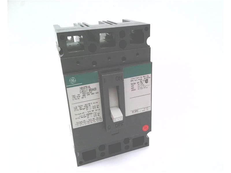 Molded Case Circuit Breaker, 3‑Pole, 100 A, 480 VAC, 18 kA, Type TED