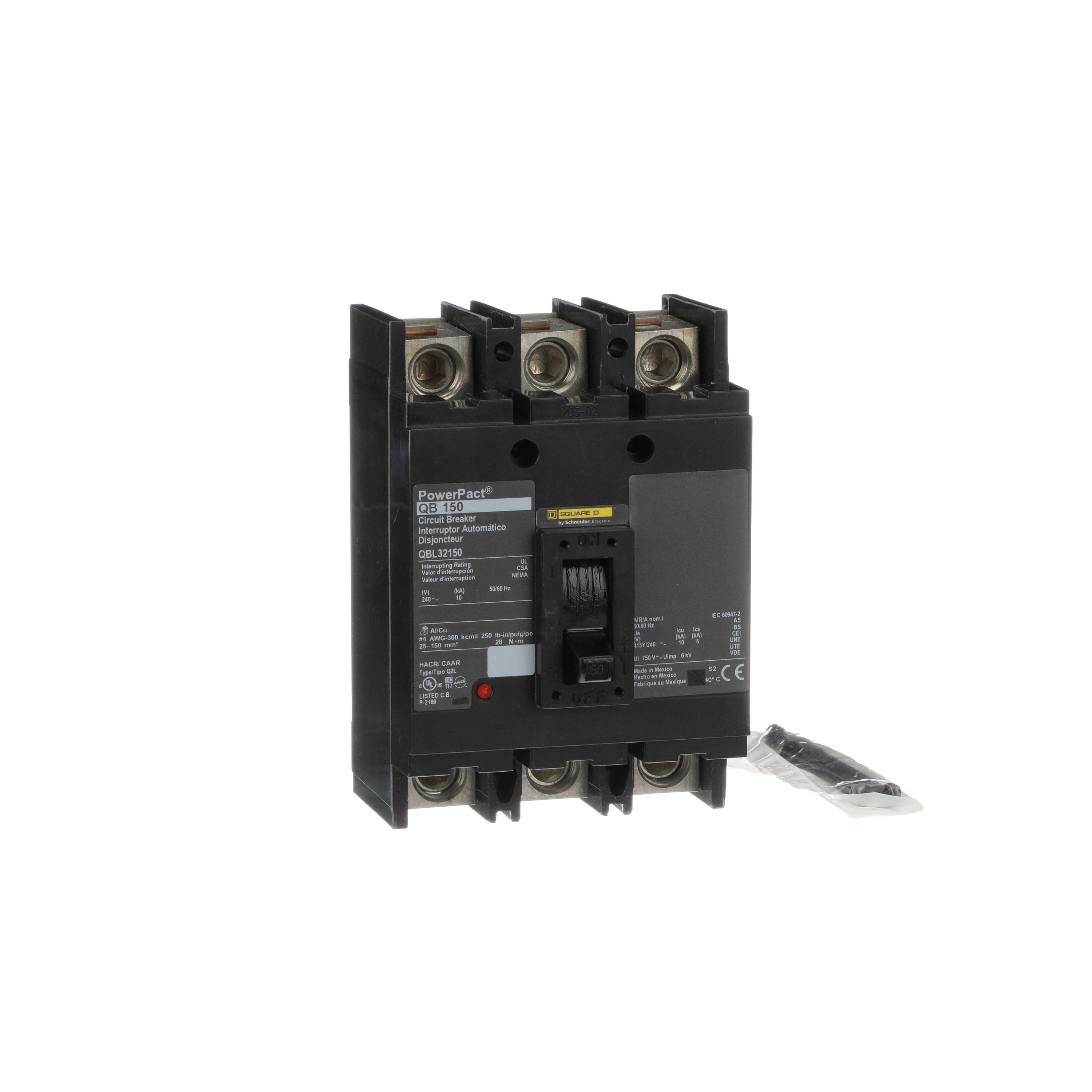 PowerPact Q-Frame molded case circuit breaker, 3-pole, 150 A, 240 VAC