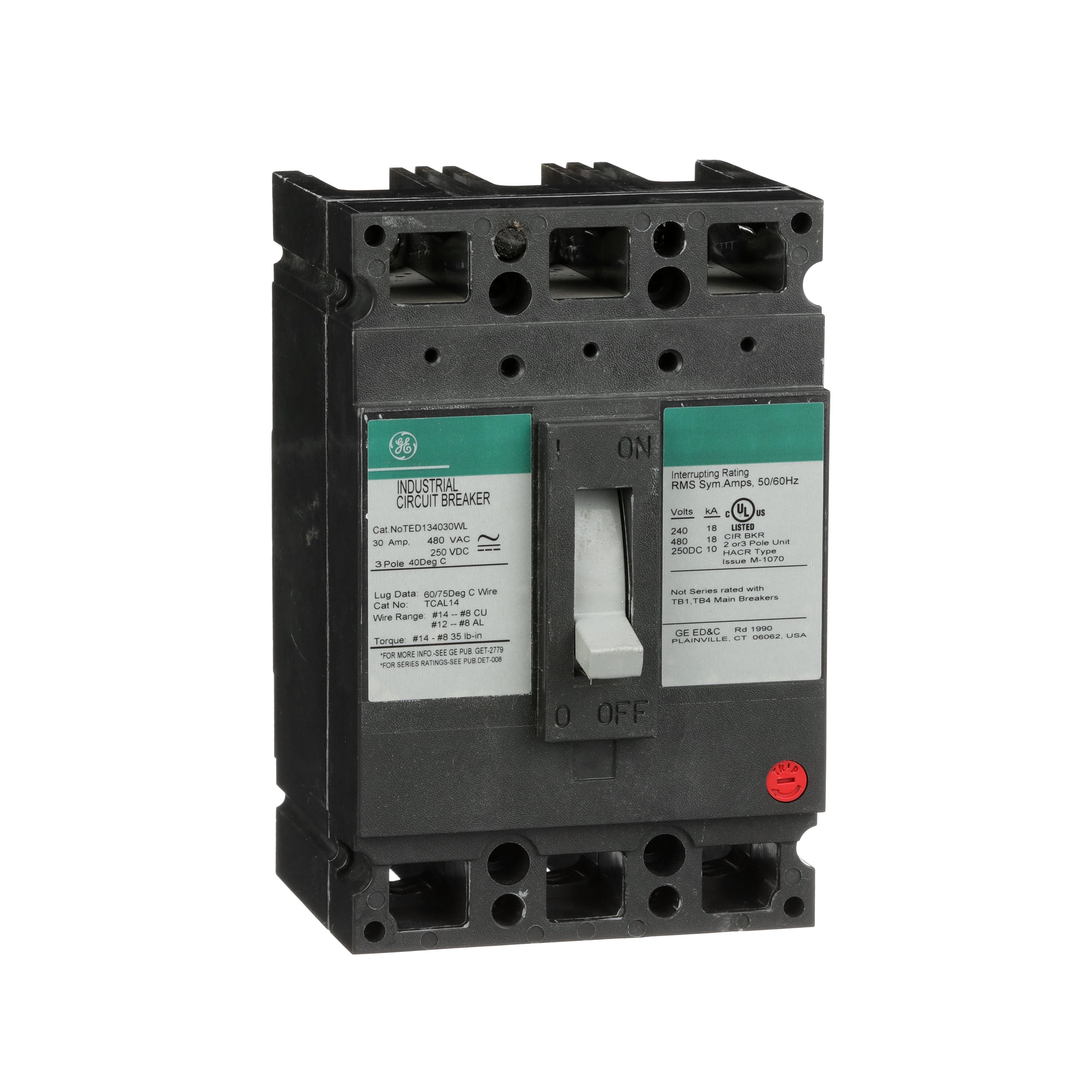 TED134030 molded case circuit breaker, 3 pole, 30A, 480V