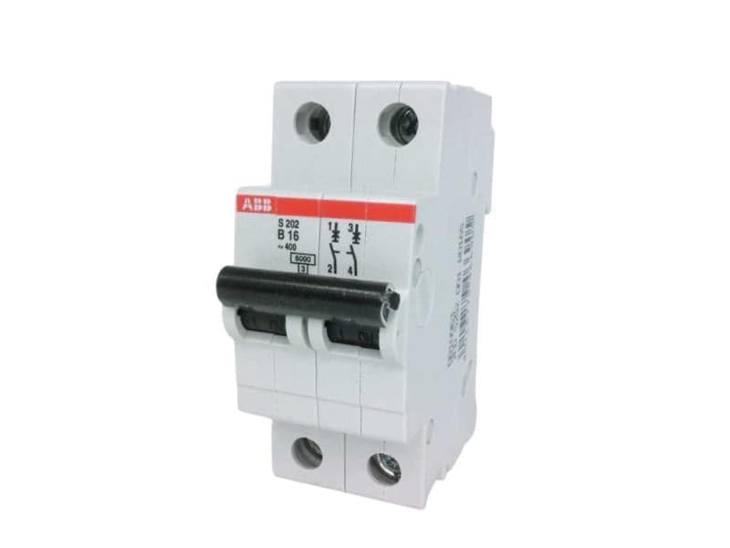 S202-B16 Miniature Circuit Breaker, 2‑Pole, B Curve, 16 A