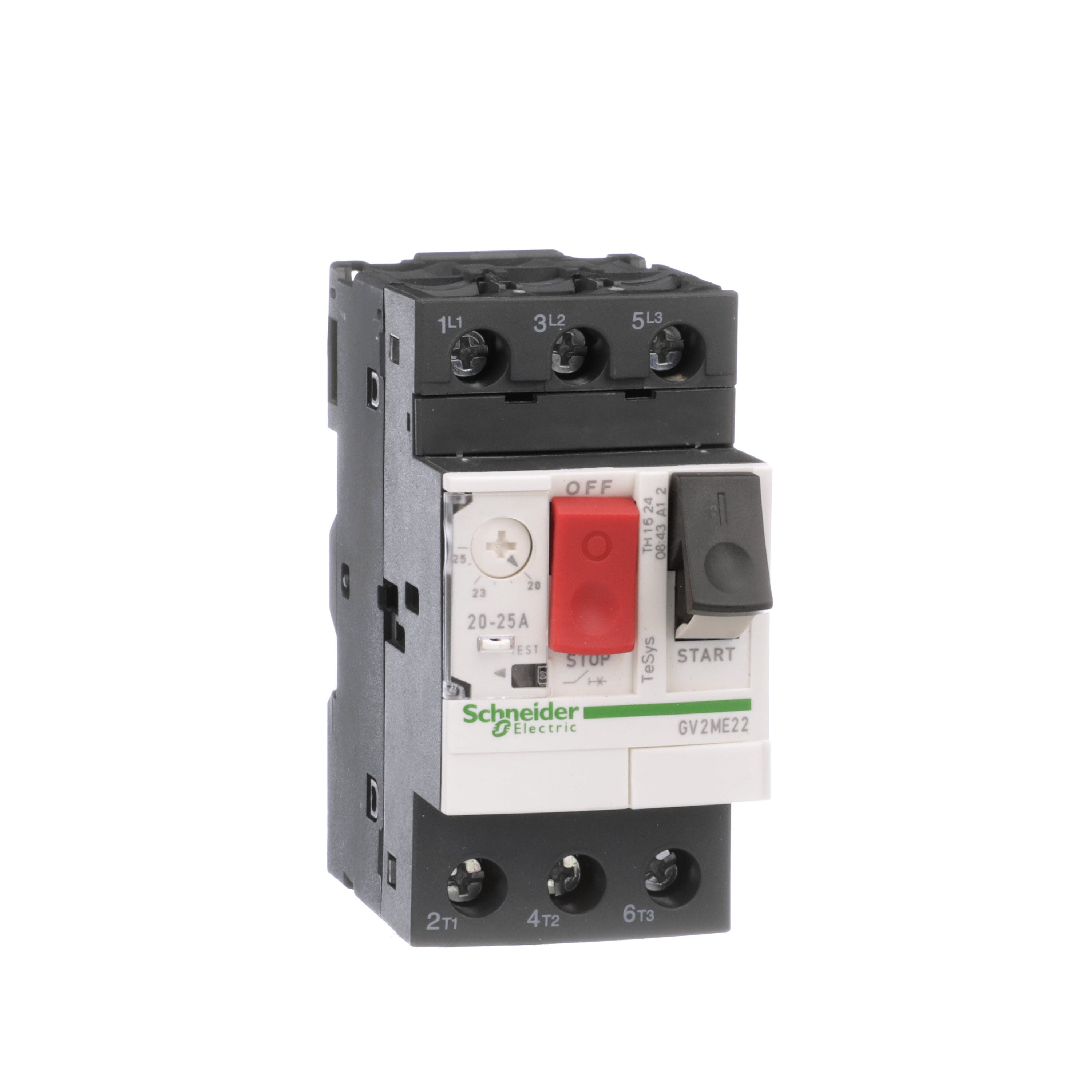 GV2ME22 manual motor starter, 3‑pole, 20–25 A, 690 VAC