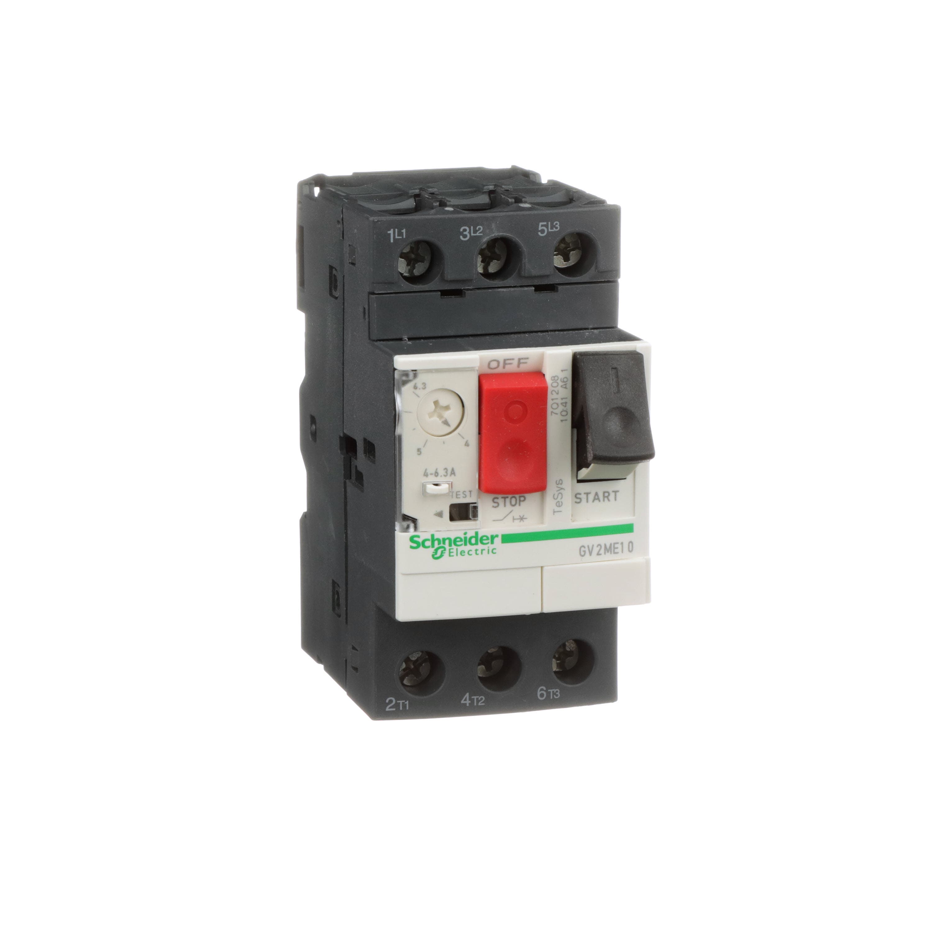Manual Motor Starter, Thermal Magnetic, 3‑Pole, 4–6.3 A, 690 VAC, DIN rail