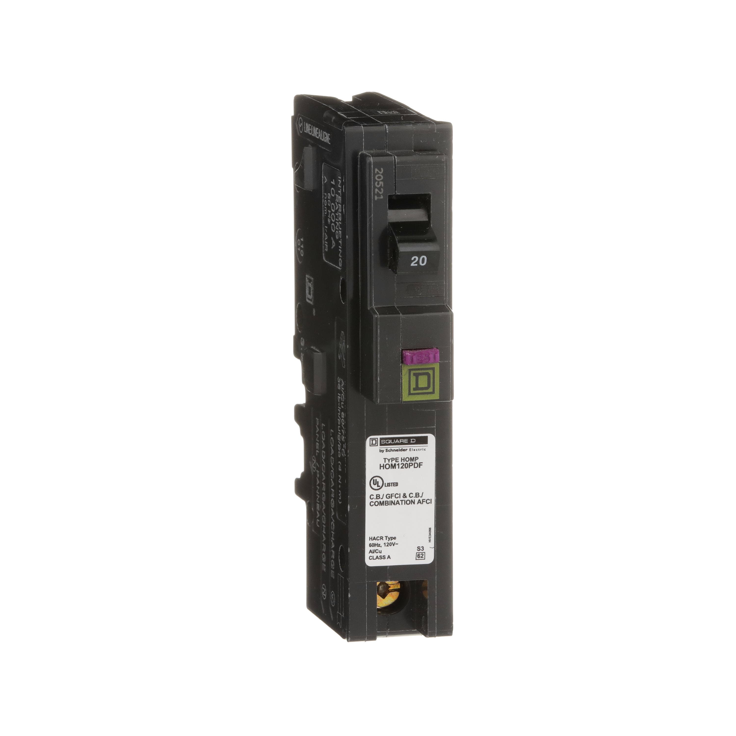 Dual Function Circuit Breaker, 20A, 1-Pole, 120V, HOM Frame
