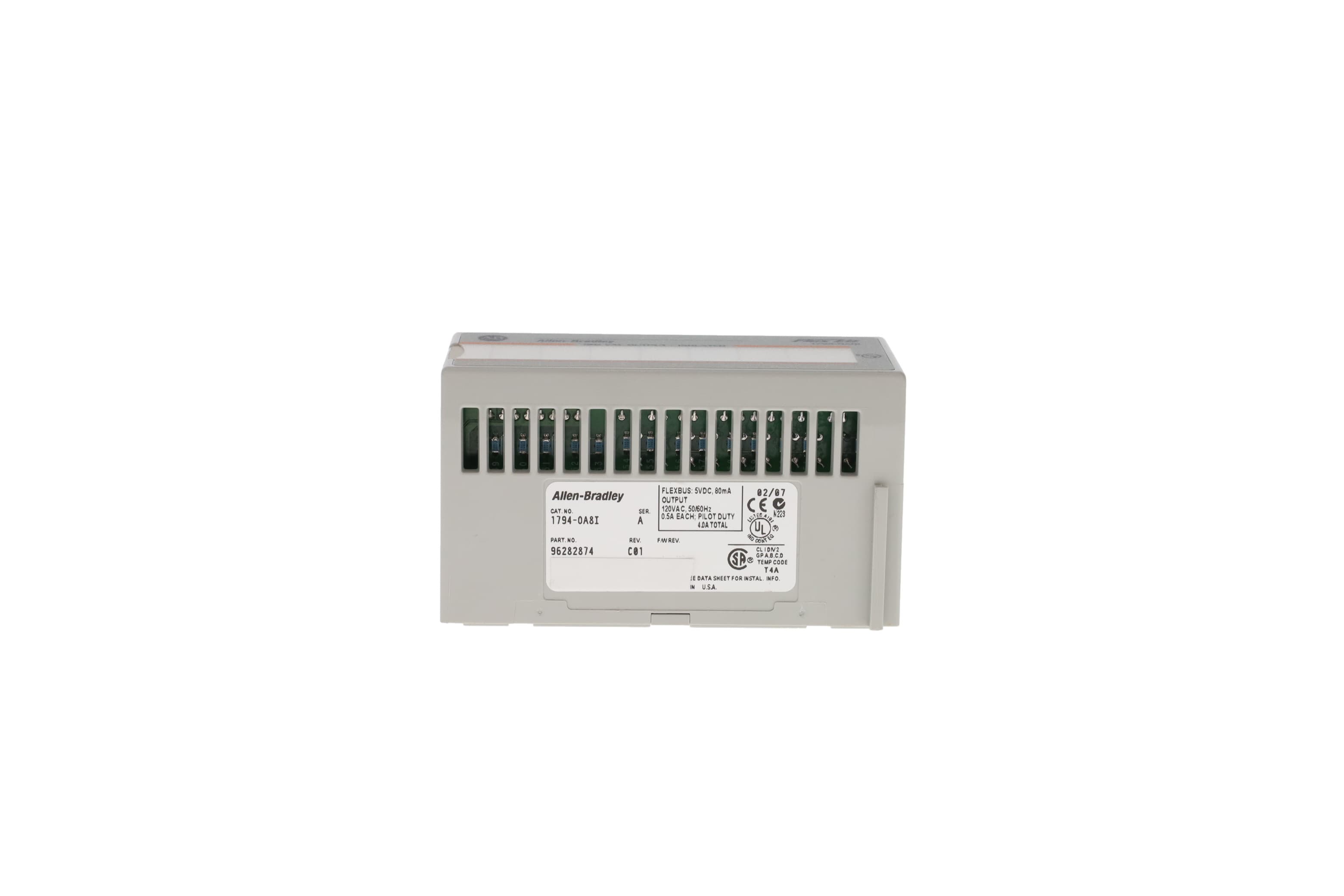 Flex I/O digital output module, 8 isolated outputs, 120 VAC, 4 A