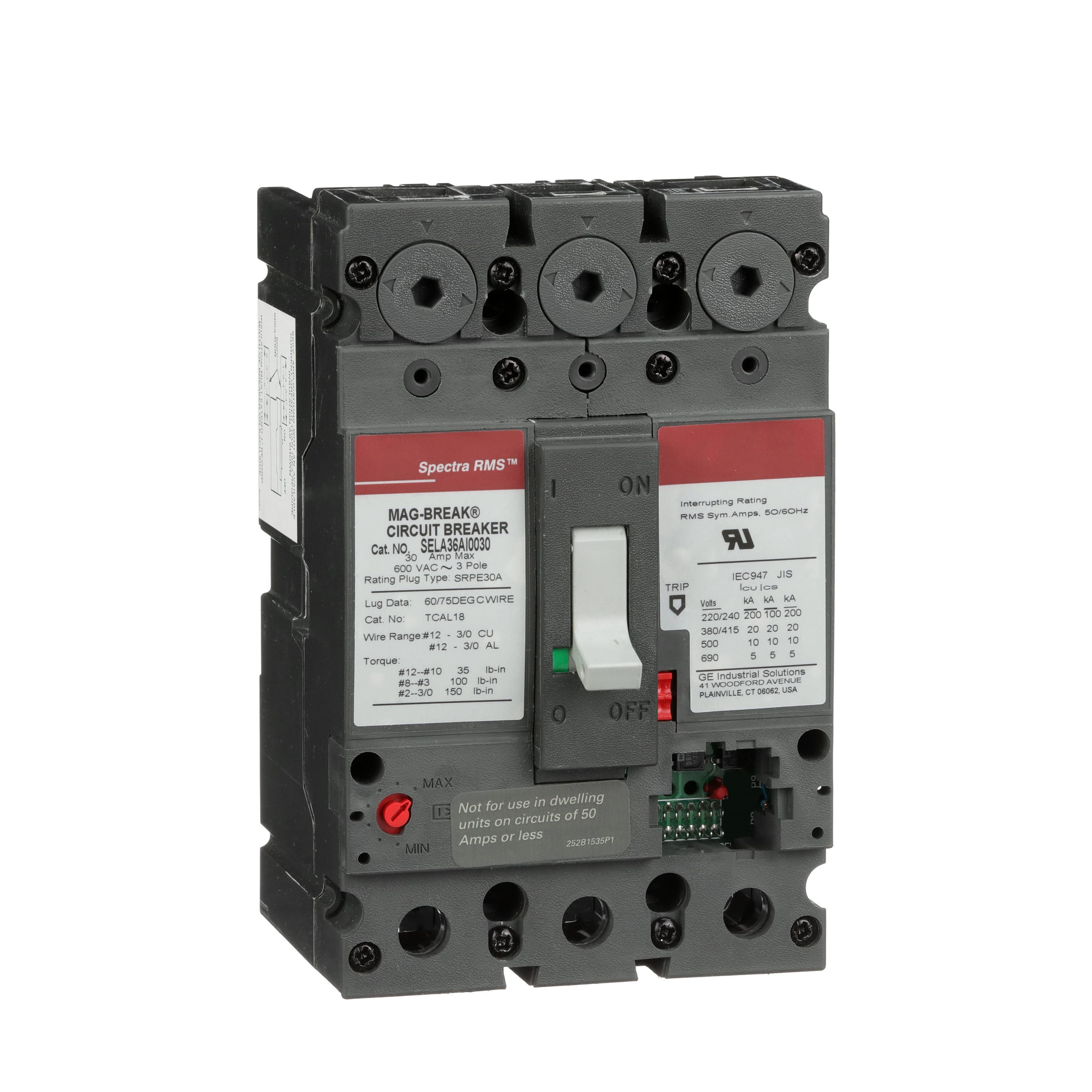 Spectra RMS SELA Motor Circuit Protector, 30A, 3-Pole, 600V AC