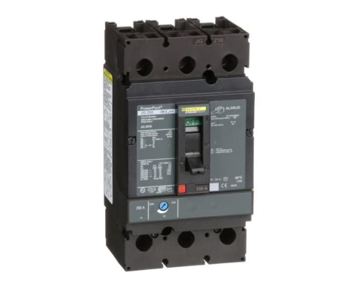 PowerPact J-frame MCCB, 3-pole, 250 A, 600 Vac, thermal-magnetic